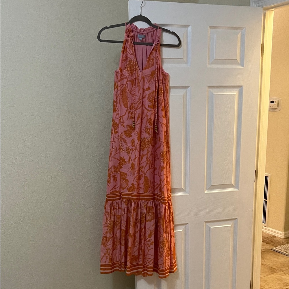 Antonio Melani Elegant Floral Maxi Dress in Pink and Orange